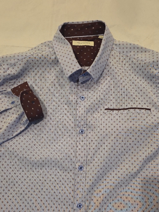 7 Diamonds Other - 7 Diamonds Lavender Stretch Button-Down with Wine Contrasting Trim Flip Cuffs M